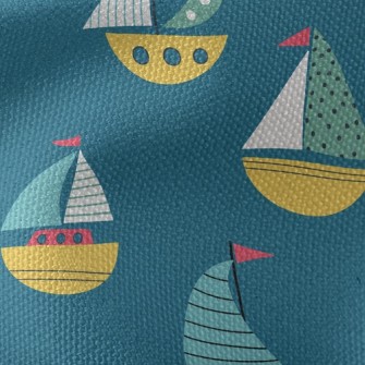 Colorful Q Version Sailboat Waterproof Canvas