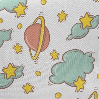 Crescent Moon Clouds Twill