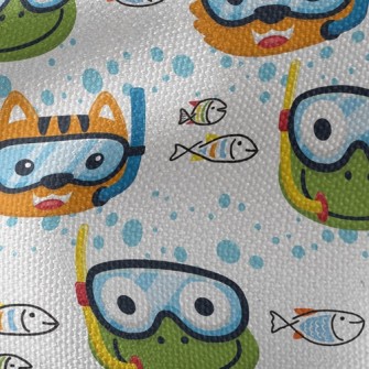 Frog And Shallow Water Cat Waterproof Canvas