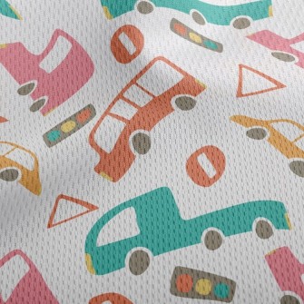 Colorful Cars Athletic Mesh Flat Back