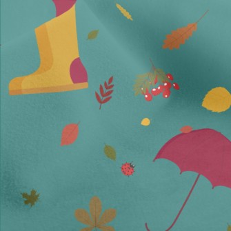 Rainy Day Umbrella Rain Boots Micro Fleece