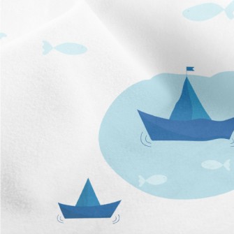 Cute Paper Sailboat Micro Fleece