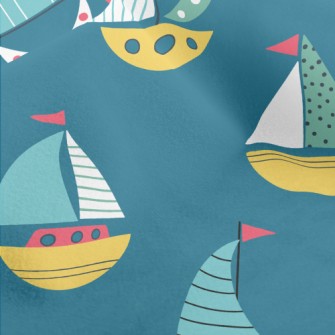 Colorful Q Version Sailboat Micro Fleece