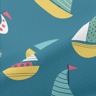Colorful Q Version Sailboat Piqué