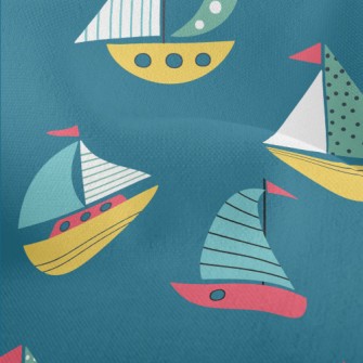Colorful Q Version Sailboat Lightweight Performance Linen