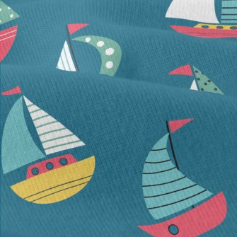 Colorful Q Version Sailboat Modern Jersey