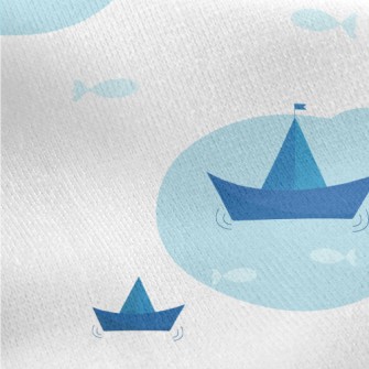 Cute Paper Sailboat Jersey Backed Fleece