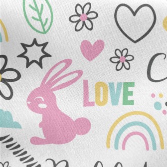 Colorful Jumping Bunny Jersey Backed Fleece