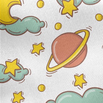 Crescent Moon Clouds Jersey Backed Fleece