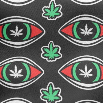 Eyes Cannabis Leaves Jersey Backed Fleece