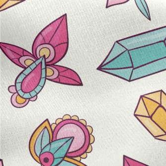 Gems And Flowers Jersey Backed Fleece