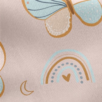 Rainbow And Butterfly Jersey Backed Fleece