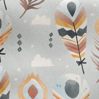 Ethnic Style Feathers Jersey Backed Fleece