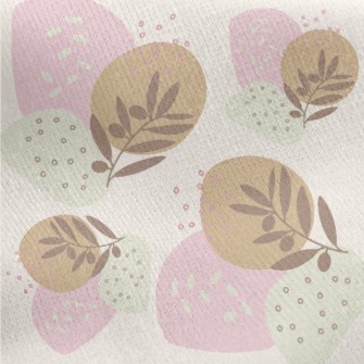 Small Soft Colored Leaves Jersey Backed Fleece