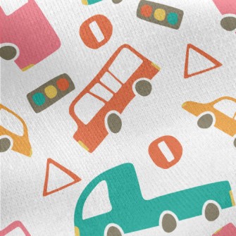 Colorful Cars Jersey Backed Fleece