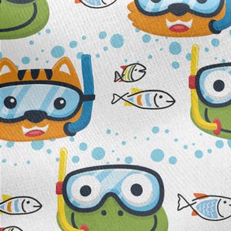 Frog And Shallow Water Cat Jersey Backed Fleece