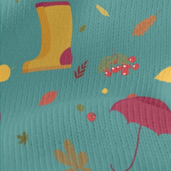 Rainy Day Umbrella Rain Boots Stretch Jersey