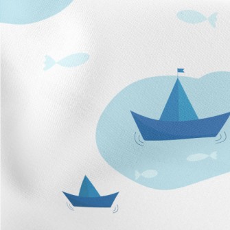 Cute Paper Sailboat Lightweight Cotton Poplin