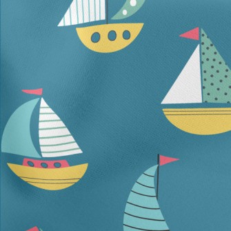 Colorful Q Version Sailboat Lightweight Cotton Poplin