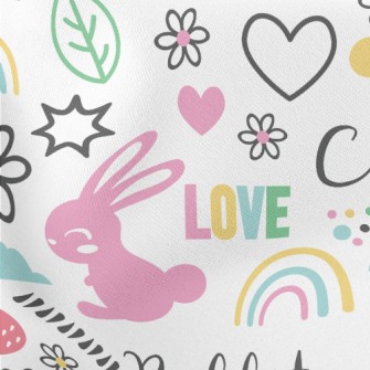 Colorful Jumping Bunny Lightweight Cotton Poplin