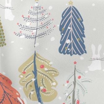 Nordic Warm Christmas Tree Lightweight Cotton Poplin