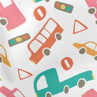 Colorful Cars Lightweight Cotton Poplin