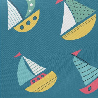 Colorful Q Version Sailboat Midweight Cotton Poplin