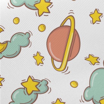 Crescent Moon Clouds Midweight Cotton Poplin