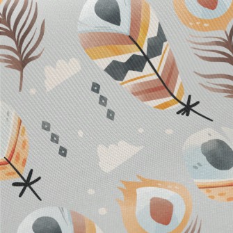 Ethnic Style Feathers Midweight Cotton Poplin