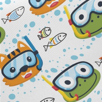 Frog And Shallow Water Cat Midweight Cotton Poplin