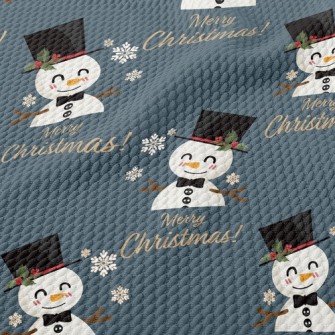 Smiling Christmas Snowman Birdseye Piqué