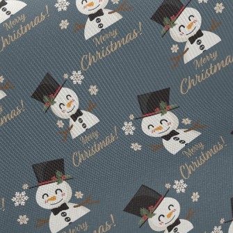 Smiling Christmas Snowman Twill