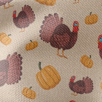 Turkey And Pumpkin Waterproof Canvas