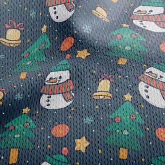 Cartoon Snowman Athletic Mesh Flat Back