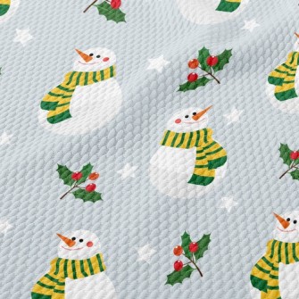 Playful Christmas Snowman Birdseye Piqué