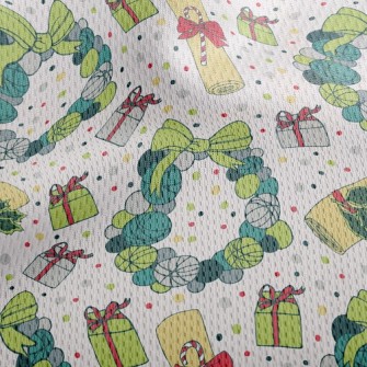 Bow Christmas Wreath Athletic Mesh Flat Back