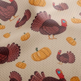 Turkey And Pumpkin Athletic Mesh Flat Back