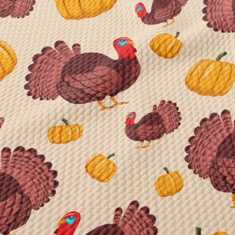 Turkey And Pumpkin Birdseye Piqué