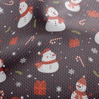 Happy Snowman With Scarf Athletic Mesh Flat Back