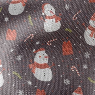 Happy Snowman With Scarf Waterproof Canvas