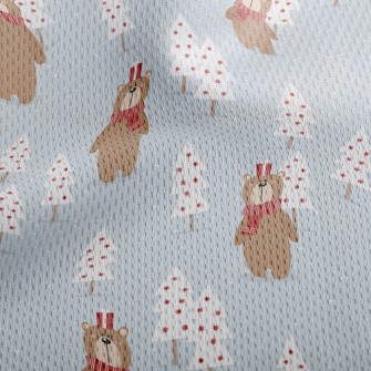 Christmas Scarf Bear Athletic Mesh Flat Back