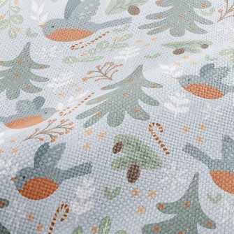 Bluebird And Christmas Tree Performance Linen
