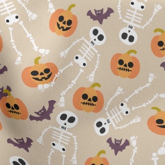 Pumpkins And Skeletons Stretch Ponte