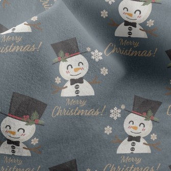 Smiling Christmas Snowman Micro Fleece