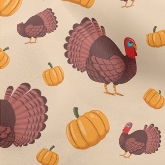 Turkey And Pumpkin Micro Fleece