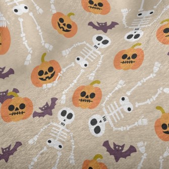Pumpkins And Skeletons Minky