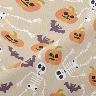 Pumpkins And Skeletons Piqué