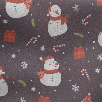 Happy Snowman With Scarf Jersey Backed Fleece