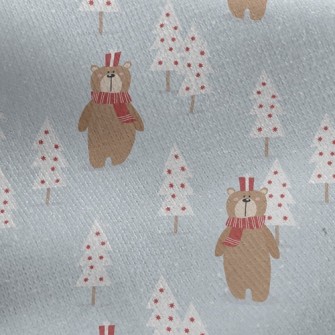 Christmas Scarf Bear Jersey Backed Fleece