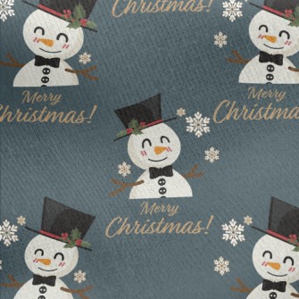 Smiling Christmas Snowman Jersey Backed Fleece
